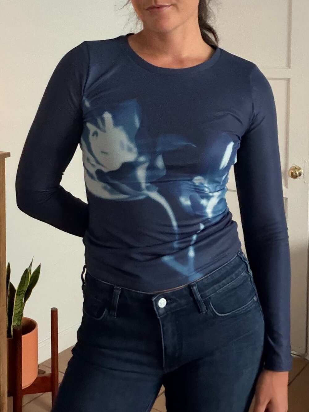 Long sleeve mesh top